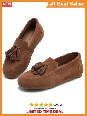 Suede Mocc Loafers Slip-Ons Tassel Penny Shoes Flats Women's Walking
